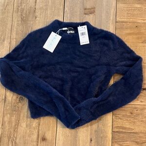 Katie J NYC Fuzzy Navy Sweater